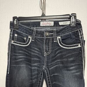 Girls‎ Tween Daytrip Jeans SZ 14 Bling Heavy Stitching Skinny Fit